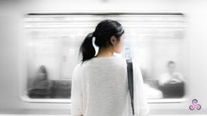 girl on a train platform